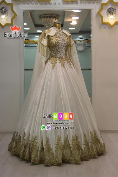 Pelerinli Tesettür Kaftan-T3506 Beyaz