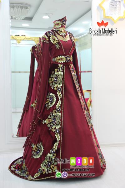 Kaftan Kadife-H3202 Bordo